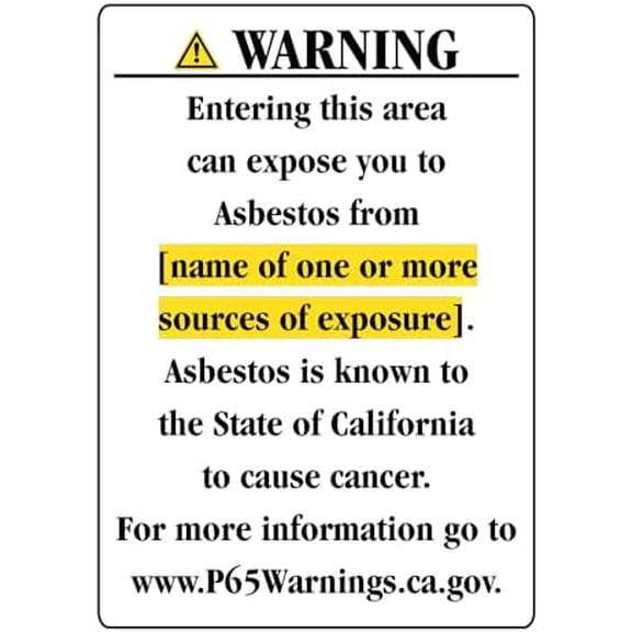 Portrait California Prop 65 Chemical Exposure Area Warning Sign Ss26 Metal Sign 8x12 Inch – Safety for Home, Office, or Workplace