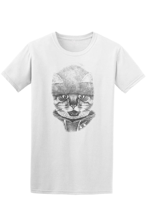Portrait Cat With Cap  Tee Men's -Image by Shutterstock
