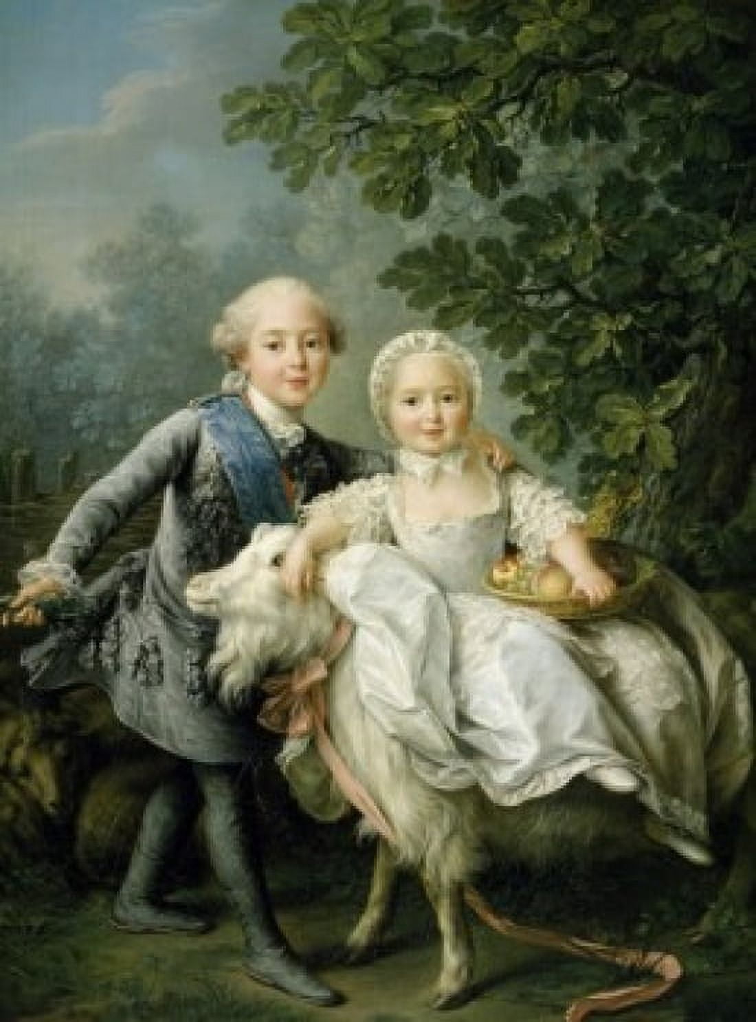 Portrait of Charles Phillipe of France and his Sister Marie Adelaide by Francois Hubert Drouais (1727-1775) France Paris Musee du Louvre Canvas Art - Francois Hubert Drouais (24 x 36)