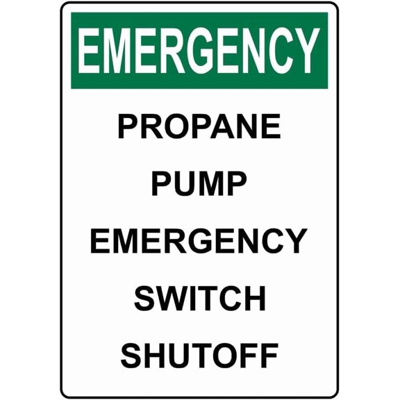 Portrait EMERGENCY Propane Pump Emergency Switch Shutoff Caution Metal Tin Sign 8x12 Inch Emergency Shutoff Style Notice Gas Station Propane Facility Inrial Warehouse Construction Site Indoor Outdoor