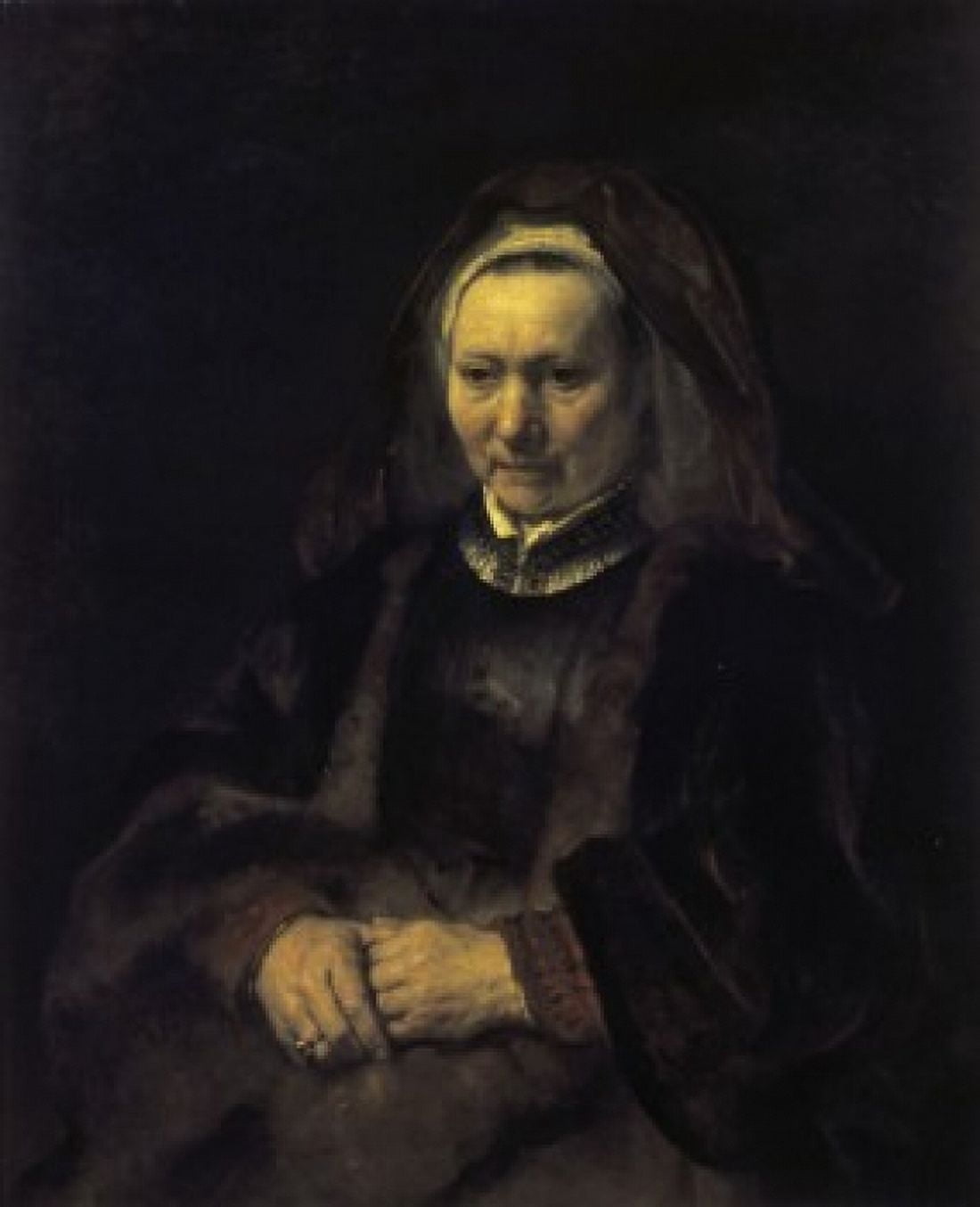 Portrait of an Elderly Woman 1650 Rembrandt Harmensz van Rijn (1606-1669 Dutch) Painting Hermitage Museum St Petersburg Canvas Art - Rembrandt van Rijn (18 x 24)
