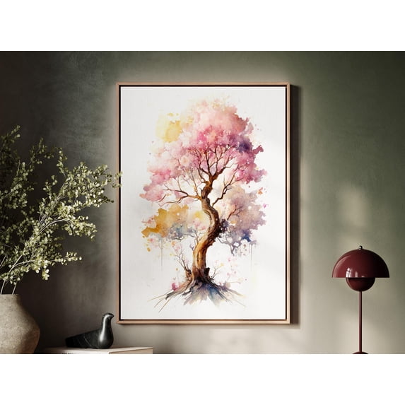 Tree Priint Portrait Fantasy Tree Floating Blossom Art Whimsical Ethereal Nature ...