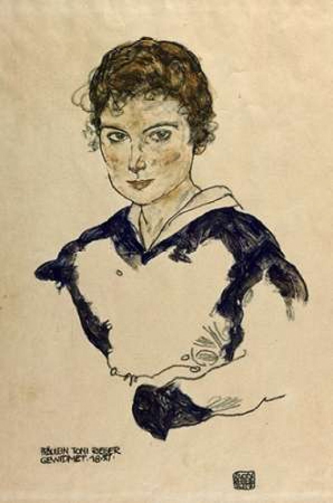 Portrait Fraulein Toni Rieger Canvas Art - Egon Schiele (12 x 18)