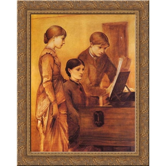 Portrait Group Of Artist's Family: Lady Burne-Jones With Her Son Philip And Daughter Margaret 20x24 Gold Ornate Wood Framed Canvas Art by Burne Jones, Edward