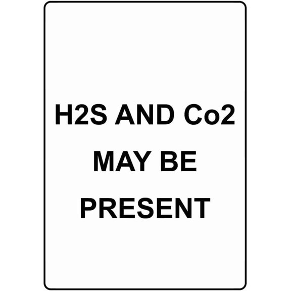 Portrait H2S And CO2 May Be Present Metal Tin Sign, Gas Line Safety Warning Plaque for Utility Areas, Dual Gas Hazard Sign, 8x12 Inch