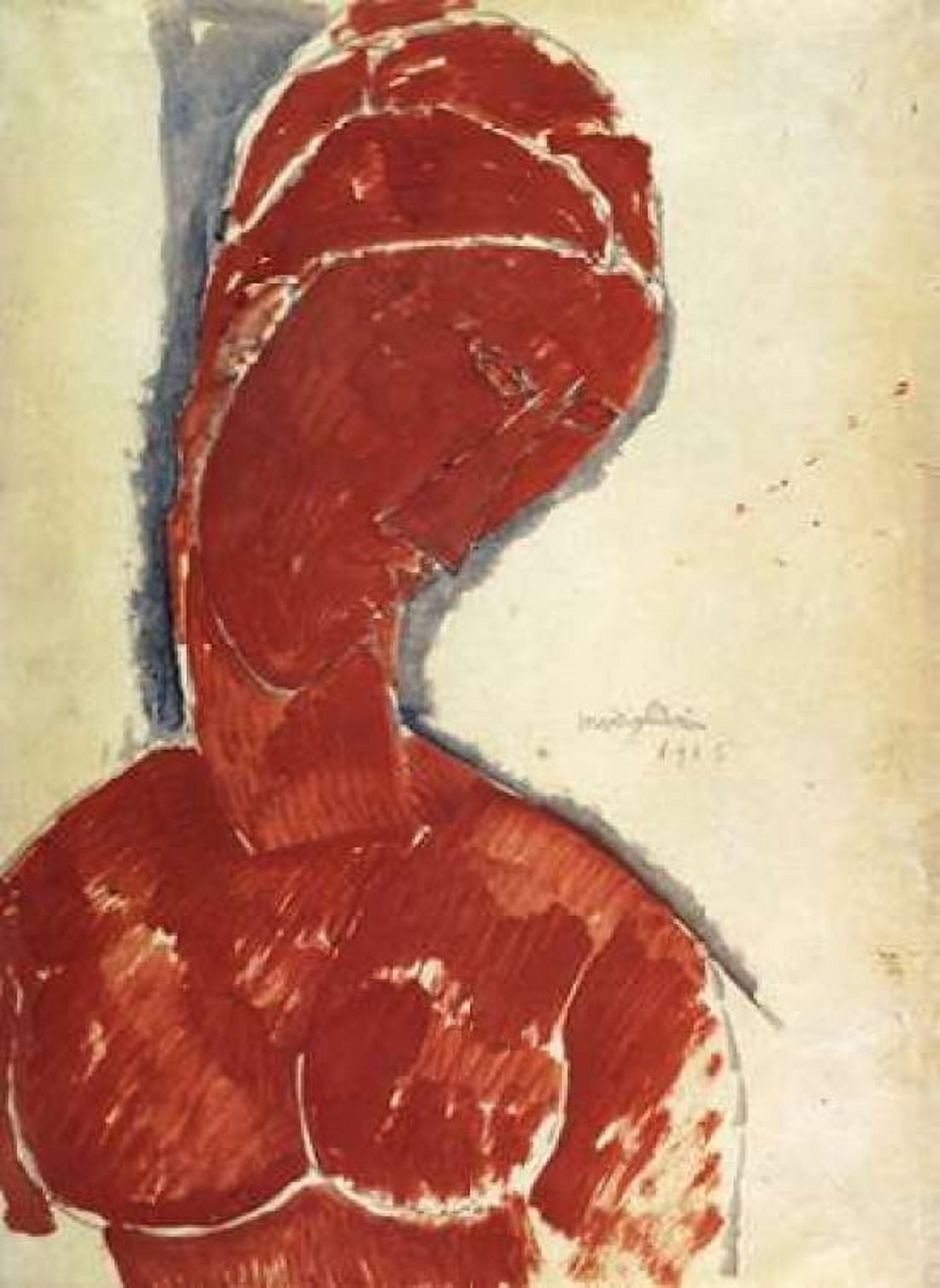 Portrait In Red Canvas Art - Amedeo Modigliani (18 x 24)