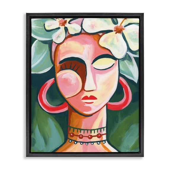Stupell Industries Portrait In The Tropics Black Framed Floater Canvas Wall Art, design by Yvette St. Amant, 31 x 25