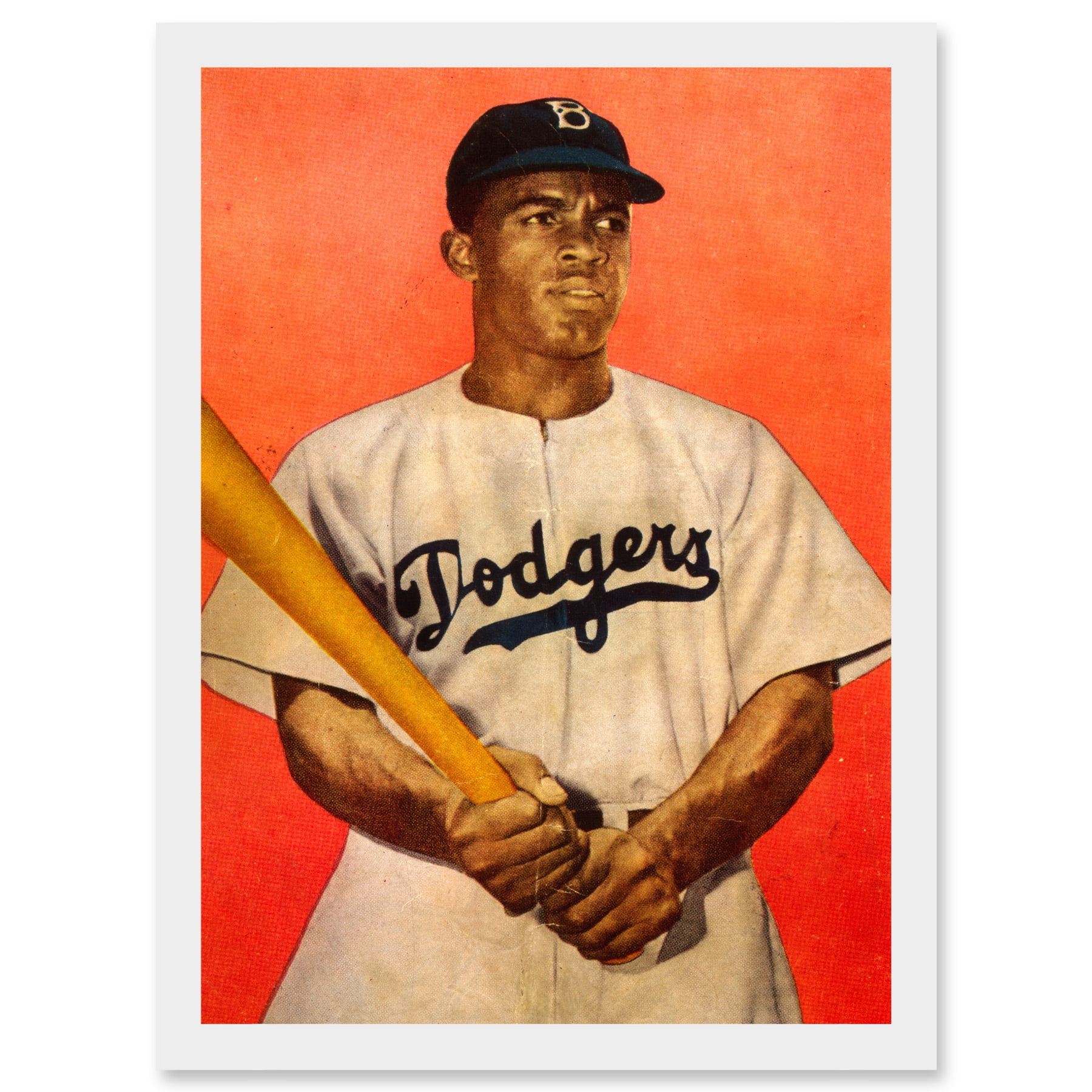 Portrait Jackie Robinson Baseball Brooklyn Dodgers A4 Artwork Framed
