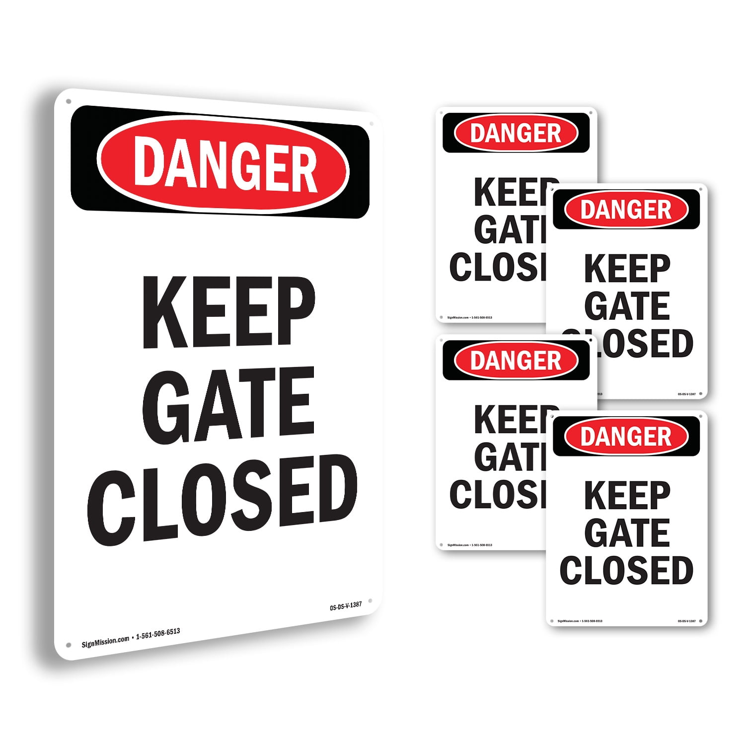 Portrait Keep Gate Closed OSHA Danger Aluminum Sign 24 Inch x 18 Inch ...