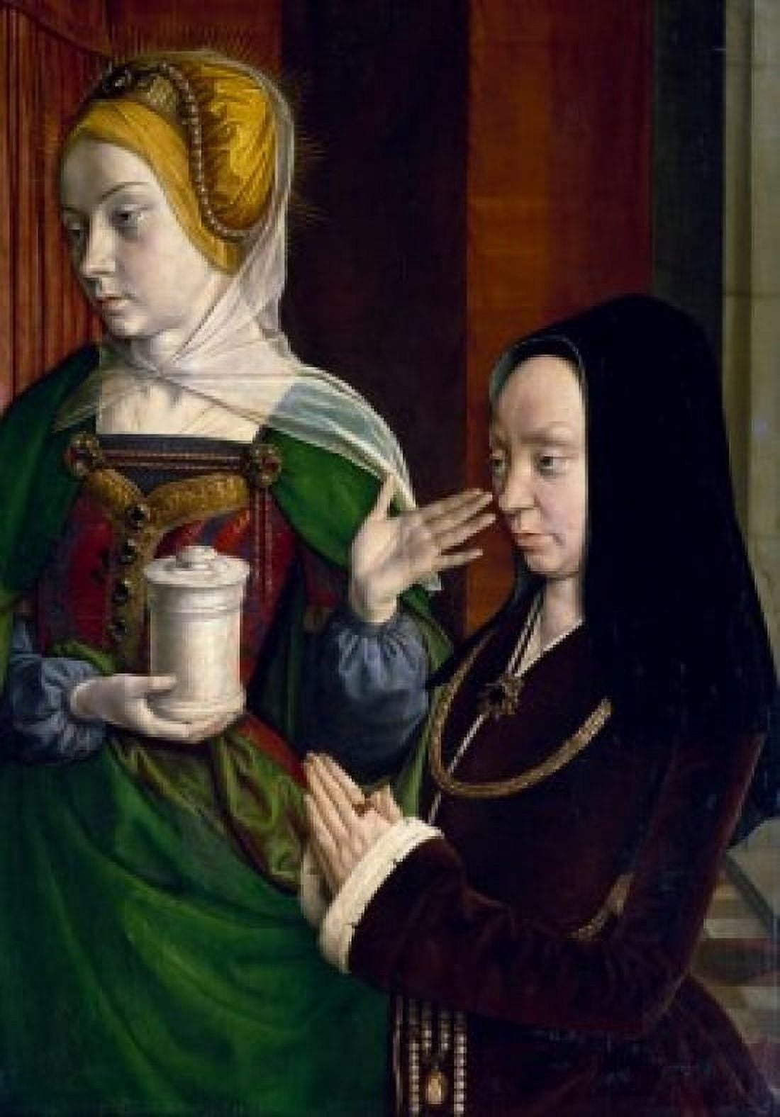 Portrait of Madeleine of Burgundy with Saint Mary Magdalene by Jean Hey oil on wood Circa 1490-1495 (1480-1500) France Paris Musee du Louvre Canvas Art - Jean Hey (24 x 36)