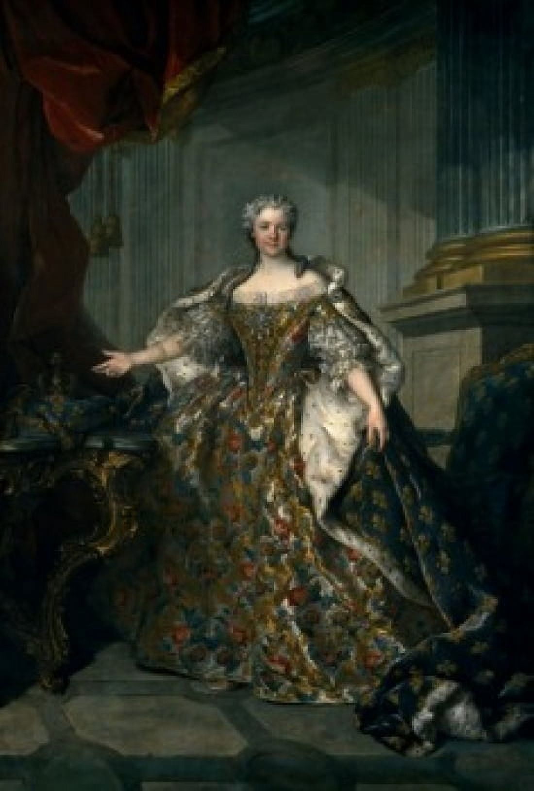 Portrait Marie Leszczynska Queen of France by Louis Tocque 1740 (1696-1772) France Paris Musee du Louvre Canvas Art - Louis Tocque (18 x 24)