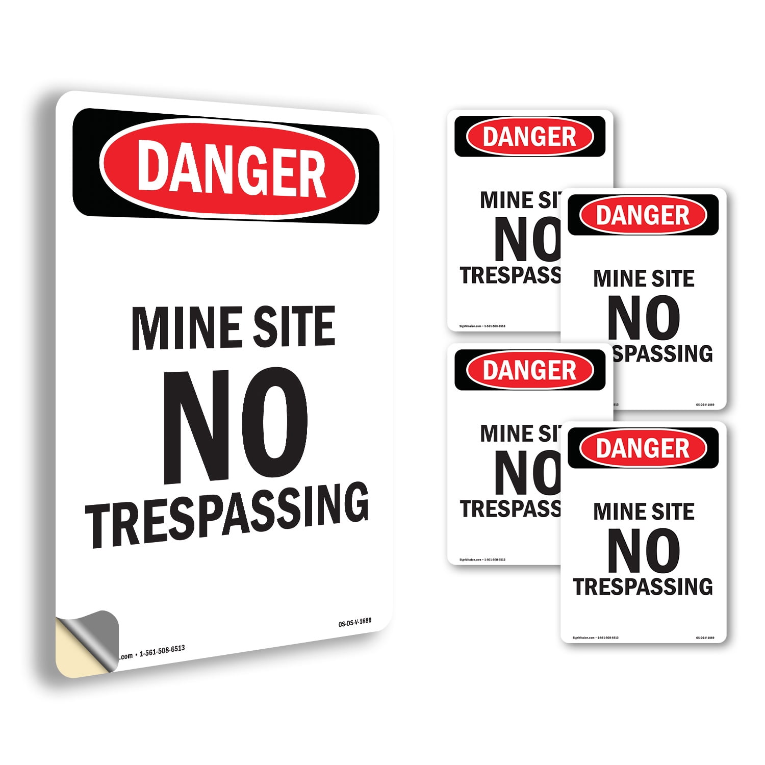 Portrait Mine Site No Trespassing OSHA Danger Vinyl Decal Label 7 Inch ...