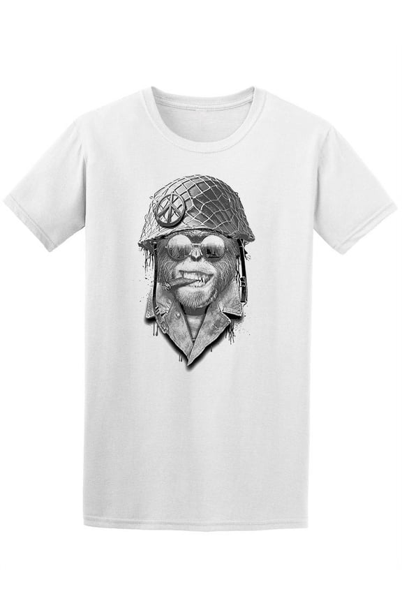 Portrait Monkey With Helmet T-Shirt Men -Image by Shutterstock, Male x-Large