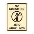thumbnail image 1 of Portrait No Soliciting Zero Exceptions Sign (Ivory/Dark Brown) - Small, 1 of 7