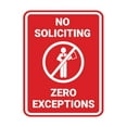 thumbnail image 1 of Portrait No Soliciting Zero Exceptions Sign (Red) - Small, 1 of 7