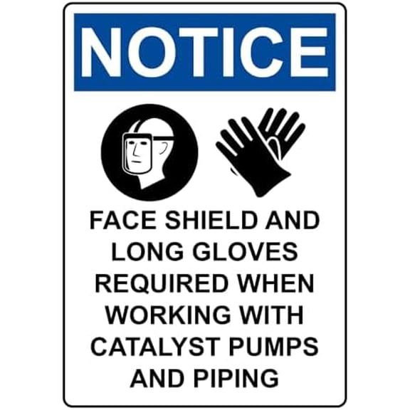 Portrait OSHA NOTICE Face Shield And Long Sign With Symbol Metal Sign 8x12 Inch \u2013 Safety for Home, Office, or Workplace