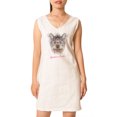 thumbnail image 1 of Portrait Of A Domestic Dog Print Vintage V-neck Linen Mini Shift Dress WDS_02 4, 1 of 1