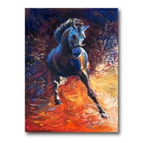 Portrait Of A Galoping Blue Horse 12 in x 8 in Painting Canvas Art Print, by Designart