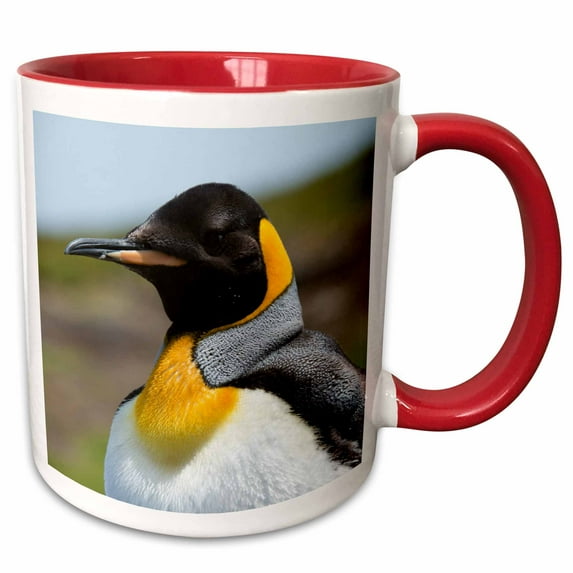 3drose, Portrait of a King Penguin, Aptenodytes Patagonica., 15oz Two-tone Red Mug