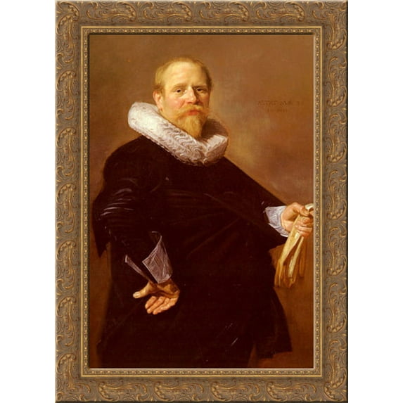 Portrait Of A Man 19x24 Gold Ornate Wood Framed Canvas Art by Hals, Frans