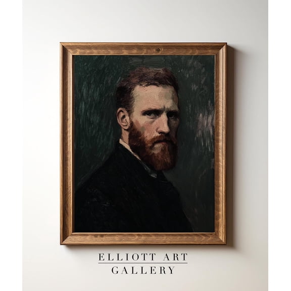 Portrait Of A Man Vintage Dark Moody Portrait Poster Warm Present Vintage UNFRAMED Poster Size 12x18