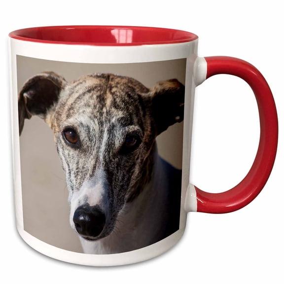 3drose, Portrait of a Whippet, 11oz Two-tone Red Mug