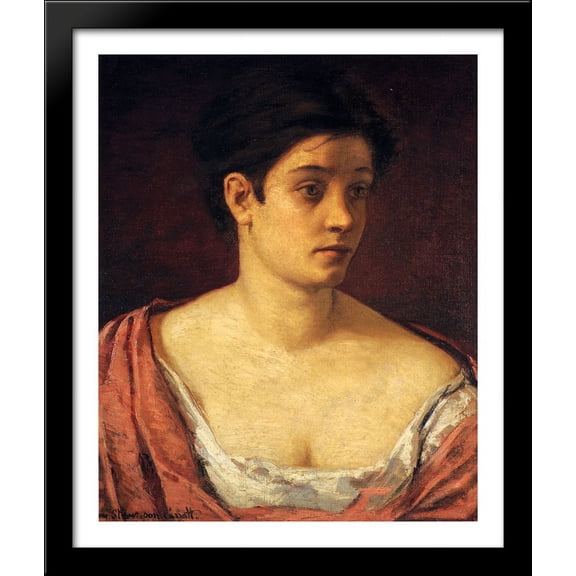 Portrait Of A Woman 28x34 Large Black Wood Framed Print Art by Mary Cassatt