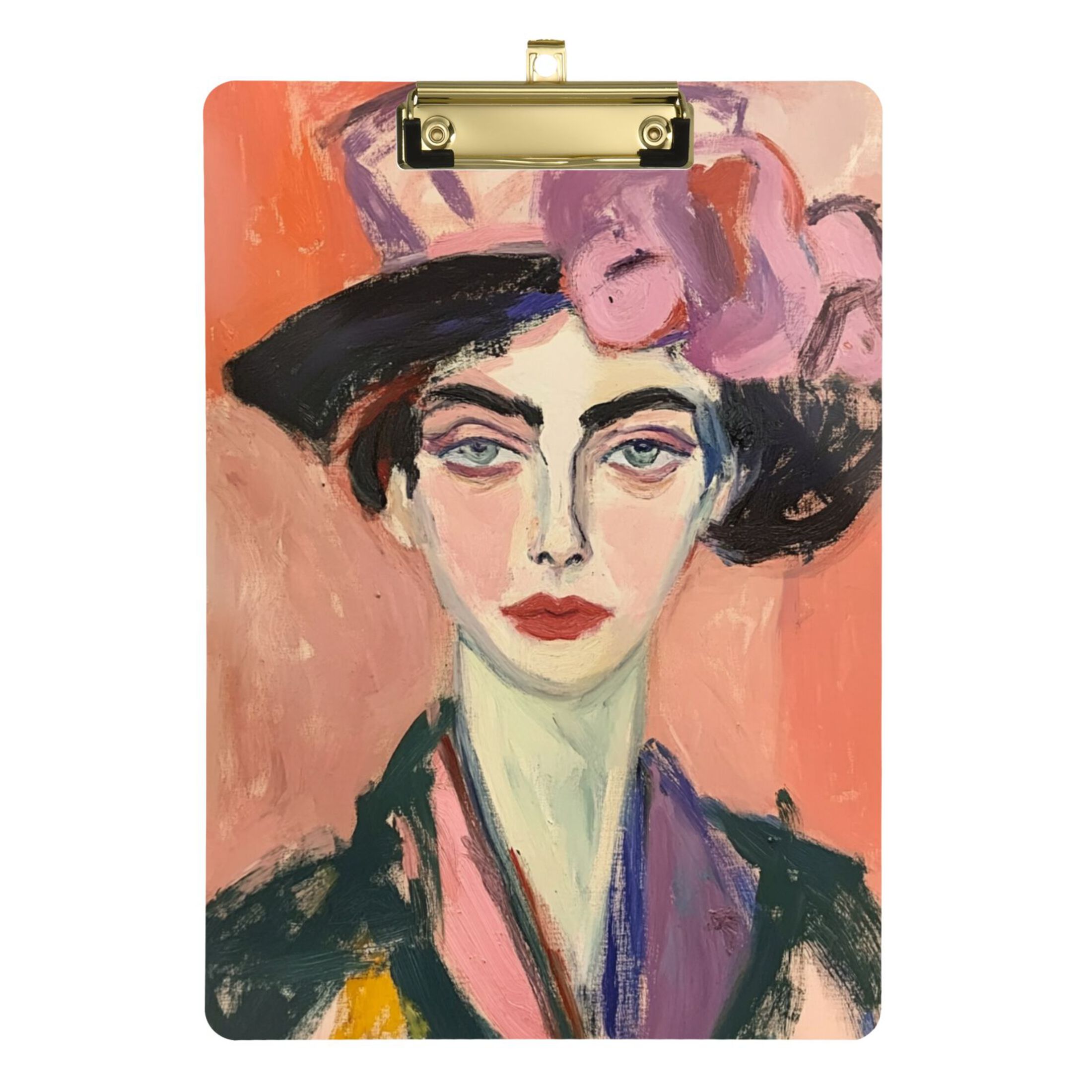 Portrait Of A Woman Impressionist Painting Acrylic Clipboard with Gold Clip for Classroom School