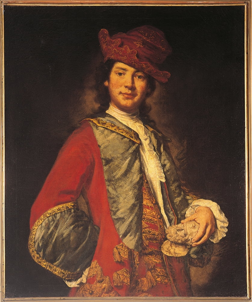 Portrait Of A Young Man With Sculpture Canvas Art - (18 x 24)