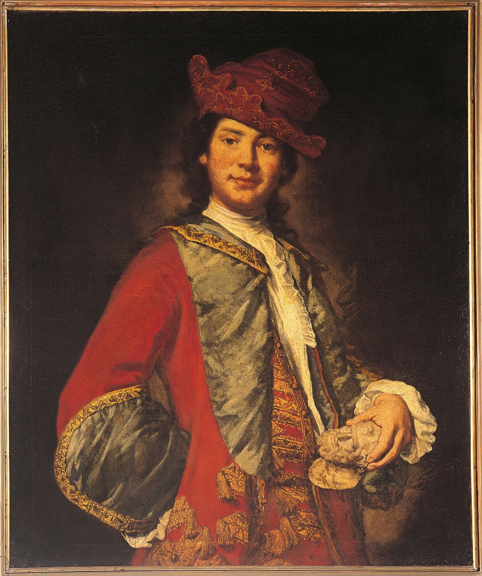 Portrait Of A Young Man With Sculpture Canvas Art - (24 x 36)