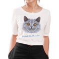 thumbnail image 1 of Portrait Of British Shorhair Cat Printed Cotton Elbow Sleeves Croptop WTS_05 M, 1 of 1