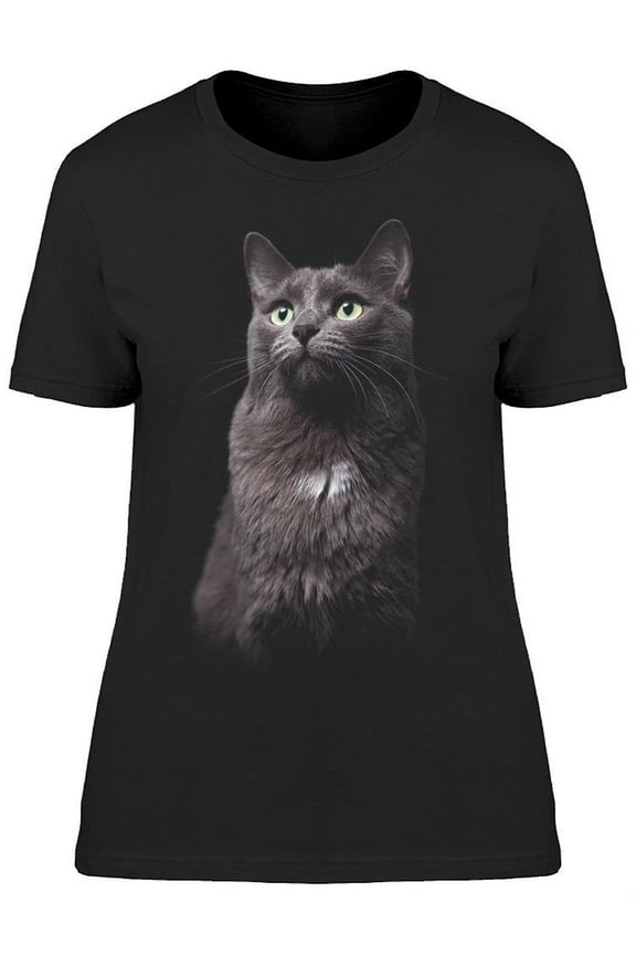 Portrait Of Charming Gray Cat  T-Shirt Women -Image by Shutterstock, Female Large