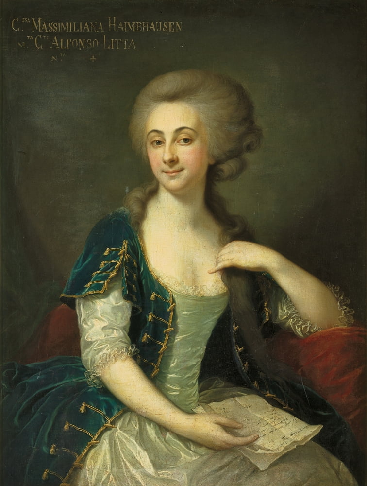 Portrait Of Countess Litta Massimiliana Born Haimhausen Canvas Art - (18 x 24)
