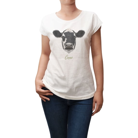 Portrait Of Cow -2 Printed Cotton Fashion Casual Wear T-shirt Plus Size WTS_02 L