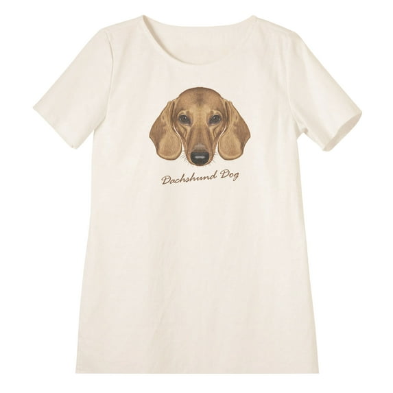 Portrait Of Dachshund Dog Printed Linen Vintage Mini Shift Dress WDS_06 10