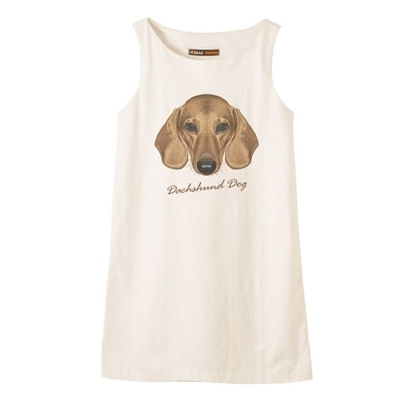 Portrait Of Dachshund Dog Printed Vintage Linen Mini Shift Dress WDS_01 18
