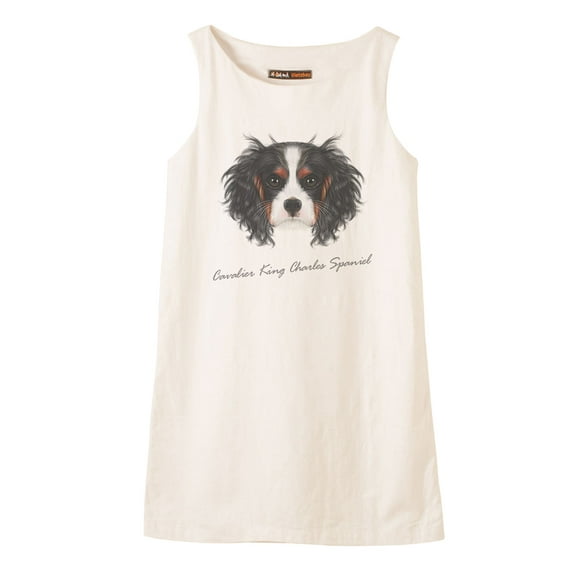 Portrait Of Dog Printed Vintage 100% Cotton Linen Mini Shift Dress WDS_01 12