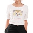 thumbnail image 1 of Portrait Of Domestic Kitten-2 Printed 100% Cotton Elbow Sleeves Croptop WTS_05 L, 1 of 1