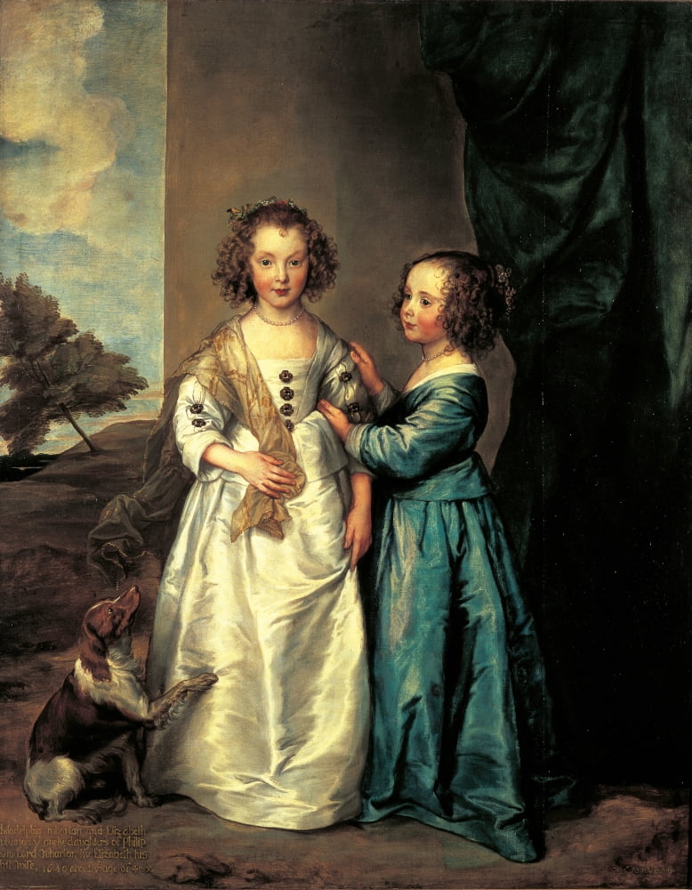 Portrait Of Elizabeth And Philadelphia Wharton Canvas Art - (18 x 24)