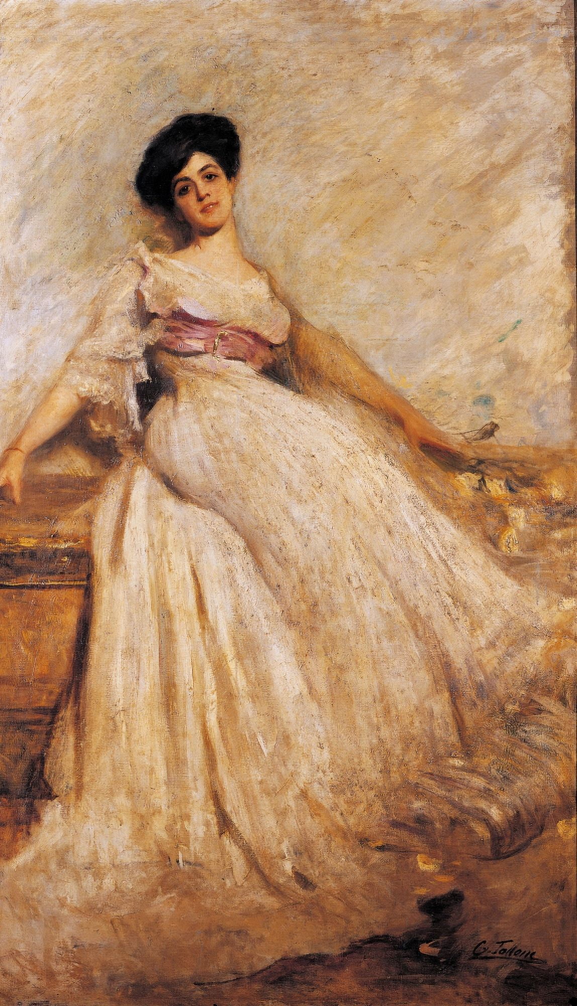Portrait Of Ellade Crespi Colombo Canvas Art - (18 x 24)