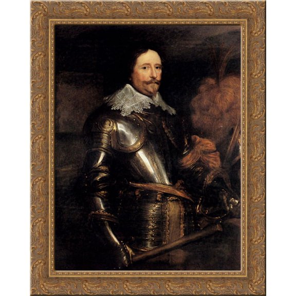Portrait Of Frederik Hendrik 20x24 Gold Ornate Wood Framed Canvas Art by Dyck, Sir Anthony van