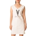 thumbnail image 1 of Portrait Of Grey Donkey Printed Vintage V-neck Linen Mini Shift Dress WDS_02 4, 1 of 1