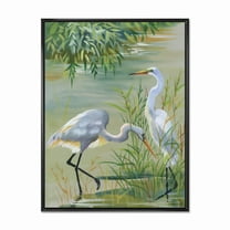 Portrait Of Heron Birds I 12 in x 20 in Framed Painting Canvas Art Print, by Designart