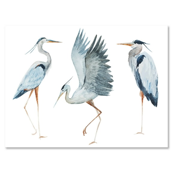 Portrait Of Heron Birds II 8 in x 12 in Painting Canvas Art Print, by Designart