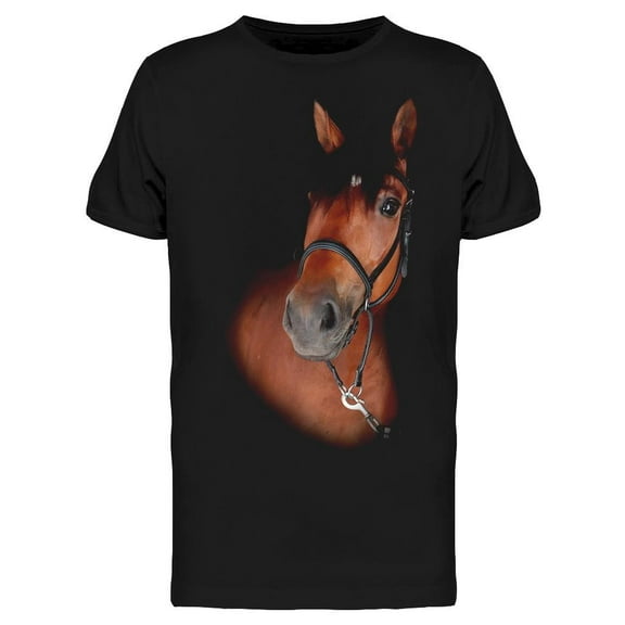 Portrait Of Horse In Darkness T-Shirt Men -Image by Shutterstock Men T-Shirt, Male XX-Large