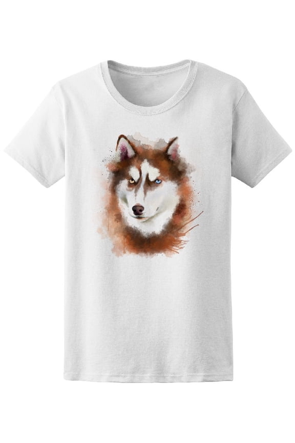 Portrait Of Husky Watercolor T-Shirt Men -Image by Shutterstock, Male Medium