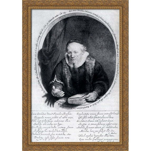 Portrait Of Johannes Cornelisz 28x40 Large Gold Ornate Wood Framed Canvas Art by Rembrandt
