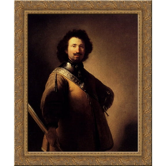 Portrait Of Joris de Caullery 20x24 Gold Ornate Wood Framed Canvas Art by Rembrandt
