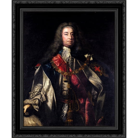 Portrait Of Lionel Sackville, 1st Duke Of Dorset (1688'1765) 20x23 Black Ornate Wood Framed Canvas Art by Reynolds, Joshua