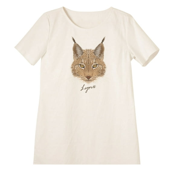 Portrait Of Lynx Cat Printed Linen Cotton Vintage Mini Shift Dress WDS_06 10
